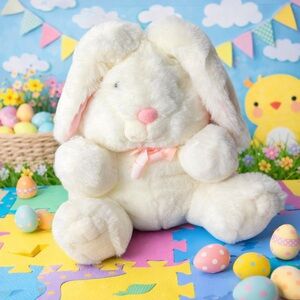 Vintage Bunny Plush Stuffed Animal Rabbit 1987 Easter Toy Kids Gift Soft 12 1/2"